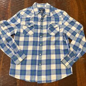 Bluenotes Men's Blue and Cream Checkered Shirt